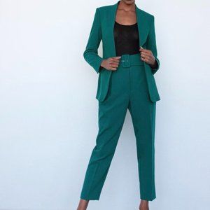 ZARA Turquoise High-Waisted Belted Pants, size XL